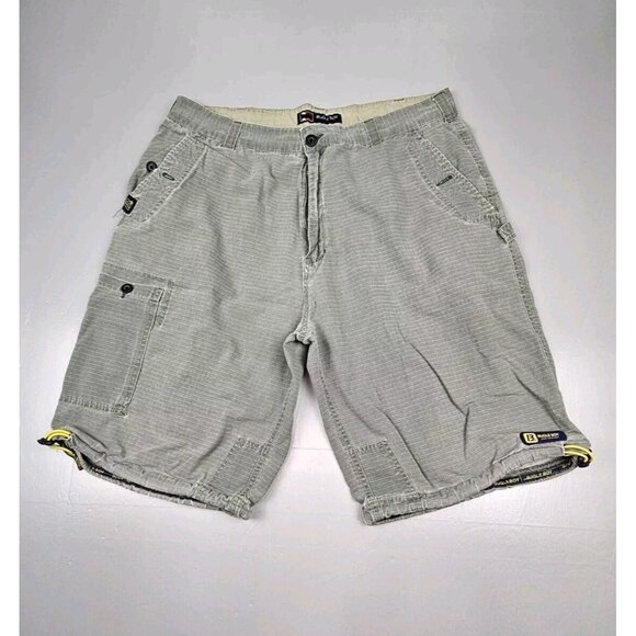 Vintage Bugle Boy‎ Men's 38 Cargo Shorts Ripstop Y2k Grey. - Picture 1 of 7